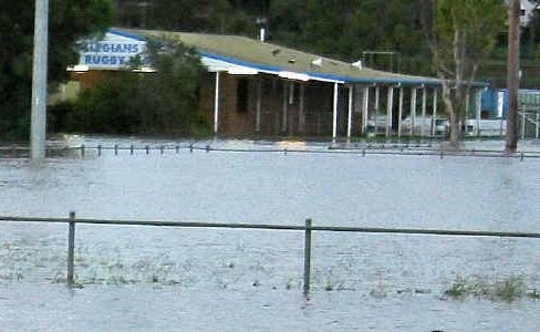The touch and Collegians clubhouse surrounded by water at 7pm Monday. The touch and Collegians clubhouse surrounded by water at 7pm Monday.